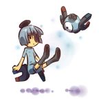  blush_stickers boots costume eye eyepatch eyes floating hitec levitation magnemite magnet moemon personification pokemon pokemon_(creature) pokemon_(game) pokemon_rgby screw short_hair silver_hair simple_background 