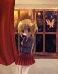  brown_eyes butterflies butterfly curtain curtains ponytail umineko_no_naku_koro_ni ushiromiya_jessica window 