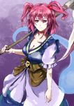  cleavage ghost large_breasts onozuka_komachi red_hair redhead scythe shiba_murashouji short_hair touhou 