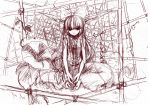  artist_request ibuki_suika monochrome sketch touhou 