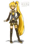  akita_neru blonde_hair detached_sleeves full_body long_hair solo vocaloid yellow_eyes 