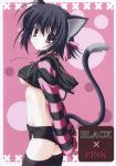  animal_ears black_hair cat_ears cat_tail nanao_naru pink_eyes ribbons tail 