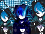  black_rock_shooter_(character) blue_eyes chain chains closed_eyes duplicate fire lowres room_405 uki_(room_405) 