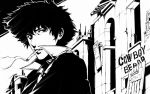  cowboy_bebop ina_(gokihoihoi) ina_(pixiv6911) male male_only monochrome short_hair smoking spike_spiegel 
