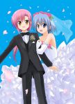  bride corsage crossdressing crossdressinging dress fang formal hayate_no_gotoku! katsura_hinagiku lowres pant_suit petals reverse_trap role_reversal suit trap veil wedding_dress 