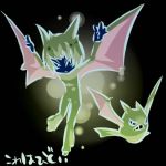  bat blush_stickers costume crobat fangs hitec inverted_colors moemon personification pokemon pokemon_(creature) pokemon_(game) pokemon_gsc short_hair simple_background translated wings 