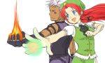  1girl back-to-back back_to_back bad_id couple crossover esaka fire hong_meiling king_of_fighters krizalid m.u.g.e.n touhou 