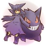  androgynous blush_stickers cloak costume dress evil_grin evil_smile gengar ghost grin hitec moemon personification pokemon pokemon_(creature) pokemon_(game) pokemon_rgby purple_hair red_eyes sleeves_past_wrists smile spiked_hair spiky_hair 