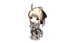  :3 ahoge armor blonde_hair chibi fate/stay_night fate/unlimited_codes green_eyes ribbon saber_lily sword 
