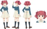 1girl anima_yell! anime anime_girl dress female medium_hair red_eyes red_hair twintails ushiku_kana