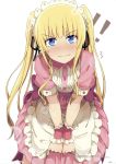  ! 1girl absurdres alternate_costume apron blonde_hair blue_eyes blush dress enmaided highres long_hair looking_at_viewer maid maid_headdress ogipote pink_dress saenai_heroine_no_sodatekata sawamura_spencer_eriri scan solo tears twintails v_arms very_long_hair waist_apron wavy_mouth wrist_cuffs 