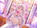  bang_dream! blue_eyes blush dress long_hair veil wakamiya_eve wedding white_hair 