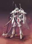  2others axe cape helmet highres holding holding_axe holding_spear holding_weapon mecha multiple_others ongaku_nasca outdoors pixiv_fantasia pixiv_fantasia_last_saga polearm red_cape simple_background spear standing weapon 