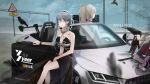  2girls absurdres ak-12_(girls_frontline) alternate_costume an-94_(girls_frontline) artist_request bird black_dress car car_crash character_name chinese_commentary closed_eyes commentary_request crow dinergate_(girls_frontline) dress girls_frontline ground_vehicle highres motor_vehicle multiple_girls road 