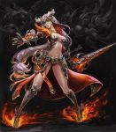  1girl armor demon_girl fantasy fire heroine_(dq4) magical_girl sexy_or_cute? sword warrior weapon 