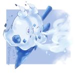  2019 artist_name attack closed_eyes dated kuroisunoyu light_blue_background looking_to_the_side no_humans pokemon pokemon_(creature) pokemon_(game) snow straw vanilluxe 