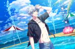  1boy grey_eyes kurosaki_ranmaru solo uta_no_prince-sama white_hair 