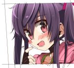  1girl absurdres bangs blush choker ebisuzawa_kurumi gakkou_gurashi! hair_between_eyes highres long_hair open_mouth purple_hair school_uniform sinakyo twintails violet_eyes 