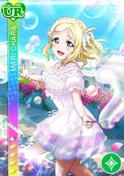  blonde_hair blush character_name dress love_live!_school_idol_festival love_live!_sunshine!! ohara_mari short_hair smile yellow_eyes 