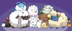  alola_form alolan_vulpix buneary cottonee gen_2_pokemon gen_3_pokemon gen_4_pokemon gen_5_pokemon gen_6_pokemon gen_8_pokemon kite_(artist) mareep no_humans pokemon pokemon_(creature) pokemon_(game) purple_background pyukumuku sleeping swablu swirlix tongue tongue_out wooloo 