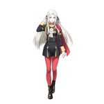  1girl absurdres blonde_hair blue_eyes cape cravat dakkalot edelgard_von_hresvelgr_(fire_emblem) fire_emblem fire_emblem:_three_houses fire_emblem_heroes gloves hair_ornament hair_ribbon highres long_hair looking_at_viewer pantyhose red_cape ribbon simple_background smile solo uniform white_background 