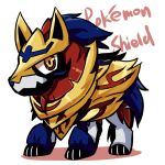  armor armored_animal blue_fur chibi multicolored_eyes no_humans pokemon pokemon_(creature) pokemon_(game) pokemon_swsh sukai white_background wolf zamazenta 