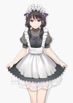  1girl 3: absurdres bow commentary_request expressionless hair_tie highres koma_neko low_twintails maid maid_headdress puffy_short_sleeves puffy_sleeves purple_bow purple_ribbon ribbon short_sleeves solo tamura_yuri twintails violet_eyes watashi_ga_motenai_no_wa_dou_kangaetemo_omaera_ga_warui! 