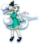  1girl frilled_skirt frills full_body grey_eyes hairband katana konpaku_youmu konpaku_youmu_(ghost) mary_janes official_art oota_jun&#039;ya puffy_short_sleeves puffy_sleeves shirt shoes short_hair short_sleeves silver_hair skirt smile socks standing sword touhou transparent_background vest wakizashi weapon wily_beast_and_weakest_creature 