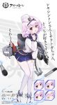  anchor artist_request aylwin_(azur_lane) azur_lane blush commentary_request dress expressions hat official_art open_mouth purple_hair red_eyes sailor_dress thigh-highs torpedo torpedo_launcher translation_request white_legwear 
