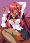  artist_request breasts cape cleavage dark_skin kirche_augusta_frederica_von_anhalt_zerbst large_breasts long_hair lossy-lossless red_eyes red_hair redhead sitting thigh-highs thigh_boots thighhighs very_long_hair zero_no_tsukaima 