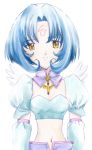  .hack//sign angel_wings blue_hair lowres midriff nia_(pixiv45591) short_hair subaru subaru_(.hack//) wings yellow_eyes 