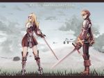  blonde_hair boots final_fantasy final_fantasy_tactics gloves shu-tokutomi skirt squire_(fft) sword weapon 