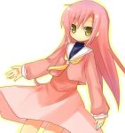  katsura_hinagiku long_hair pink_hair school_uniform serafuku yellow_eyes yuzuki_(artist) 