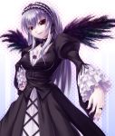  hairband jewelry long_hair red_eyes ring rozen_maiden silver_hair suigintou wings 
