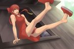  dress feet gegege_no_kitarou maasan nekomusume red_hair redhead shoe_dangle short_hair sitting 