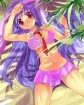  arm_up bikini bunny_ears from_above kobanzame long_hair lying necktie on_back purple_hair rabbit_ears red_eyes reisen_udongein_inaba shade skirt solo swimsuit touhou 