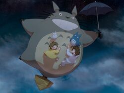  animal child ghibli jeffrey_cruz kusakabe_mei kusakabe_satsuki my_neighbor_totoro night sky studio_ghibli tonari_no_totoro totoro umbrella 