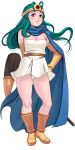  breasts cape circlet cleavage dragon_quest dragon_quest_iii gloves green_hair long_hair masao panties pantyshot red_eyes sage_(dq3) staff underwear wind 