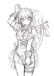  animal_ears bad_id blush bow cat_ears cat_tail final_fantasy final_fantasy_tactics hal_(haruna) hal_(pixiv53536) lowres maid monochrome sketch solo tail 
