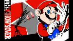  1boy adjusting_clothes atlus blue_eyes brown_hair english english_commentary f.l.u.d.d. gloves grin hat human looking_at_viewer male_focus mario super_mario_bros. megami_tensei moustache nintendo nintendo_ead overalls parody persona persona_5 plumber qblock634 red_shirt solo splatter star starman_(mario) super_mario_bros. super_mario_sunshine super_smash_bros. super_smash_bros._ultimate super_smash_bros_brawl super_star 