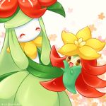  aimia492 artist_name blush closed_eyes dated flower_on_head gen_5_pokemon gen_8_pokemon gossifleur lilligant plant_girl pokemon pokemon_(creature) pokemon_(game) red_flower yellow_flower 