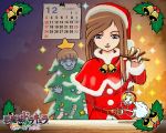  :d akumajo_dracula bat bell belt blonde_hair blue_eyes blue_skin blunt_bangs brown_hair calendar capelet castlevania castlevania:_portrait_of_ruin charlotte_aulin chibi christmas christmas_ornaments christmas_tree crescent_moon december fur hat jonathan_morris long_hair moon o_o official_art open_mouth poncho_(artist_2) puppet sack santa santa_costume santa_hat short_hair smile socks sparkle star tree trees vincent_dorin waving 