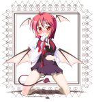 demon_tail head_wings koakuma long_hair red_hair redhead ribbon ribbons tail tail_wrap tosikage touhou wings