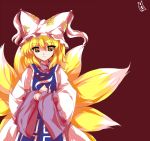  animal_ears blonde_hair fox_ears fox_tail hat ideolo parody short_hair style_parody tail touhou yakumo_ran 