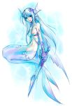  head_fins headfins hirose_wataru long_hair mermaid monster_girl nude sword weapon wings 
