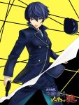  bad_id blue_hair cabbie_hat gun hat persona persona_4 reverse_trap shimotsuki_eight shirogane_naoto short_hair smoke smoking_gun weapon 