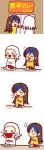  chibi comic crossdressing curry food king_of_fighters magaki_(kof) shion_(kof) silent_comic snk trap 