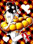  black_hair doughnut hat heart hearts high_heels mot plaid shameimaru_aya shoes tartan thigh-highs thighhighs touhou 