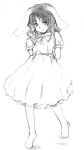  akenoin akenoin_soumon animal_ears barefoot bunny_ears inaba_tewi monochrome rabbit_ears sketch smile solo touhou 