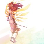  elbow_gloves gloves red_hair redhead sarai sword tales_of_(series) tales_of_symphonia weapon white_background wings zelos_wilder 